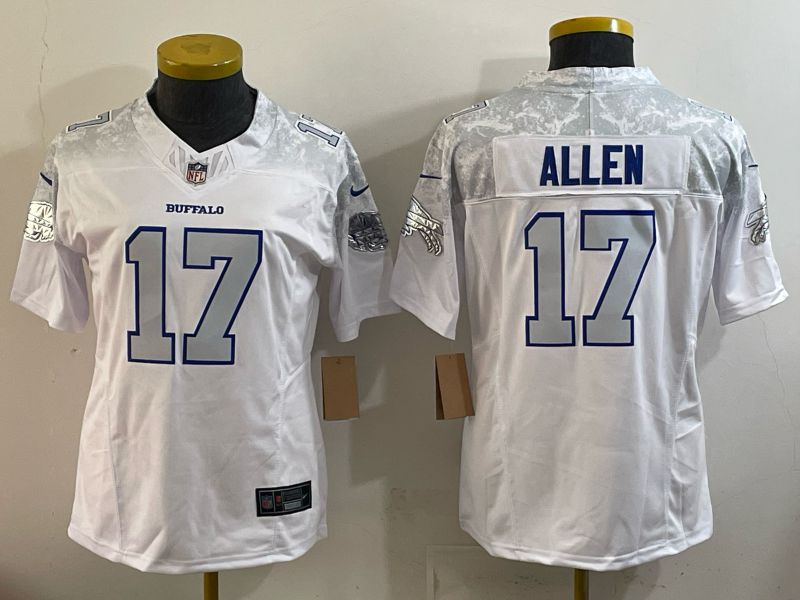 Women 2025 Buffalo Bills #17 Allen white 5th generation Throwback Nike Limited NFL Jersey style 001